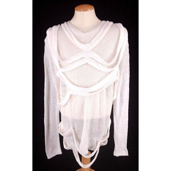 Who Decides War by MRDR BRVDO Webbed Sweater M Cloud Defect New - Picture 4 of 16